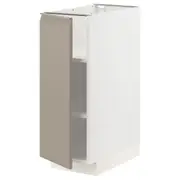 METOD base cabinet with shelves, white/Upplöv matt dark beige, 30x60x80 cm