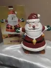 Vintage Ceramic Santa Clause Cookie Jar with String Of Lights 12" New In Box