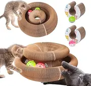 bonitacrylic 2 PCS Kitty Kurlz Cat Toys, Magic Accordion Scratching Board, Interactive Organ Toy with One Balls, Enrichment Scratcher Mat for Kitten Bed Made of Cardboard