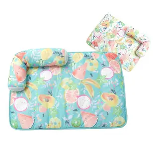 日式寵物夏季涼感冰絲睡墊枕頭墊墊降溫防暑水果印花涼墊靠枕