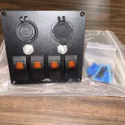 Car Marine 4 Gang Button Rocker Switch Jeep Panel USB ON OFF Charger 12 toss