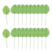 Green Artificial Leaves with Stems, 20 Pack Fake Leaves Silk Faux Leaf
