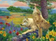 5D Diamond Painting Two Wolves in the Flowers Kit