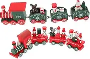 Cartoon Christmas Train Toys Wooden Train Decor Ornament for Boys and Girls Random