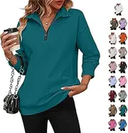 [Generic] Baweilder Sweatshirt, Baweilder Womens Zip-Up Dropped Shoulder Sweatshirt, Casual Quarter Zipper Pullover