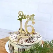Acrylic Gold Mirror Sweet 16 Cake Topper