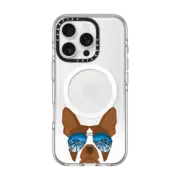 iPhone 16 Pro Clear Case MagSafe Compatible Boston Terrier sunglasses cute ombre clear cell phone case pet friendly pet portrait dog breed tech accessories