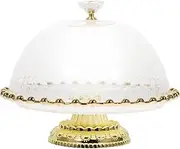 Zerodeko 1 Set Round Cake Tray with Dome Glass Dessert Cover Rustic Cake Stand Domed Cake Pedestals Cake Plate Server Cheese Cloche Dome for Desserts Fruits Snack Candy White Cupcake Stand