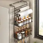 Carbon Steel Spice Storage Rack Wall Hanging Fridge Shelf Rack for Home