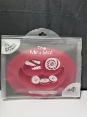 EzPz Happy Mat Plate Red Large Compartment Infant Toddler Suction Travel Dish