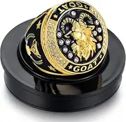 Highergo 1 Pcs Goat Championship Trophy Ring with Display Neck Chain and Stand Goat Medal Award Gift Greatest of All Time for Tournament or League Champion Winner Sports Award (Glasses)