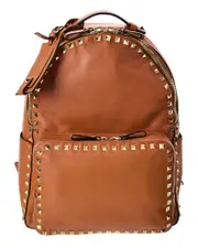 Valentino Brown Leather Rockstud Backpack (Authentic Pre-Owned)