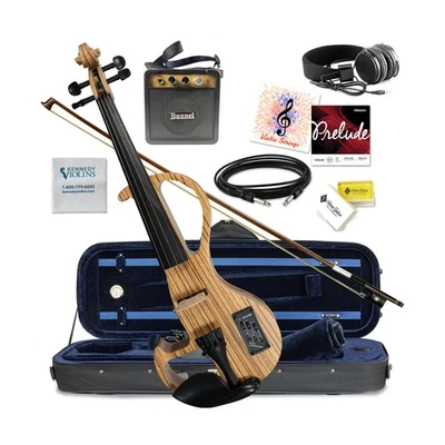 Electric Violin Bunnel Edge Outfit 4/4 Full Size Clearance (Light Zebrano) &#821