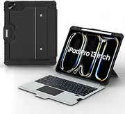 Nillkin Keyboard Case for iPad Pro 13 Inch (M4, 2024),iPad Pro 13 Keyboard Case with MagicTrackpad, Slide Camera Cover, Detachable Keyboard with 7 Backlight Colors-Black