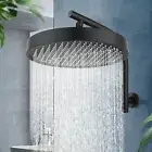 ACA Black 13'' Round Plastic Shower Head Gooseneck Wall Arm Set WELS Watermark