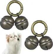 2 Pcs Extra Loud Dog and Cat Bells for Collar, Copper Bells with Quick Clips, Durable Iron Split Ring & Lobster Bell Clip