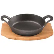 Pyrolux Pyrocast 18cm Cast Iron Round Gratin w/ Tray - Black