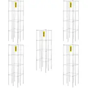 Tomato Cages, 30 x 30 x 117 cm, 5 Packs Square Plant Support Cages, Silver PVC-Coated Steel Tomato Towers for Climbing Vegetables, Plants, Flowers,