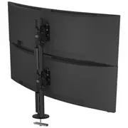 Atdec AWMS-2-BT75 Super Heavy Duty Dual Vertical Monitor Mount. Max Load Per Display: 25kg (flat), 18kg (curved), Grommet Clamp. Black