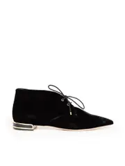 Black Velvet Pointed-Toe Oxfords