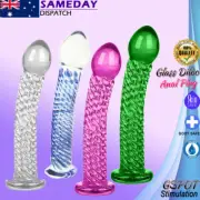 18cm Crystal Glass Dildo with Threaded Thruster - Butt Plug & Anal Beads Sex Toy