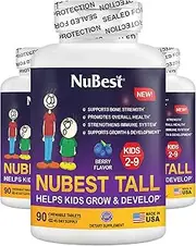 Tall Kids - Supports Kids' Height, Bone Growth & Immunity - Multivitamins & Minerals for Kids Ages 2 to 9 - Chewable Berry Tablets (Pack of 3 - NuBest Tall Kids 90)