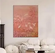Oil Painting Hand Painted - Large Frameless Artwork Decorations,Egret Playing in Water Scenery Canvas Wall Art Painting, Can Be Hung for Living Room Corridor Home Decoration,As Shown,60 X 90 Cm(24"