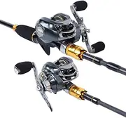 LLEIIshen Lure Fishing Rod and Baitcasting Reel 4 Sections Carbon Spinning Lure Rod and Casting Fishing Reel Sets Pesca/2045