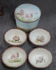 Williams Sonoma EASTER MEADOW Chick Bunny Ramekins Bowls Set of 4 NEW BOXED