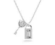 Solid 925 Sterling Silver Lock & Key Necklace