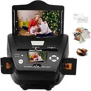 Portable Film Slide Photo Scanner 16MP High-Resolution Negative Convert Color & B&W 35mm/135 Slides & Negatives Film with 2.4" LCD Screen, Photo, Business Card to Digital Images