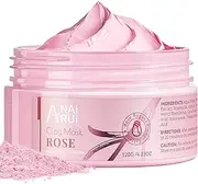 ANAI RUI Rose Facial Mask, Clay Mask with Kaolin Pink Clay, Niacinamide, Collagen, Hyaluronic Acid for Moisturizing & Smooth Skin, Pores Minimizers, Blackhead Remover, 4.23 Oz