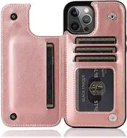 Wallet Case for iPhone 14 Pro Max [Double Magnetic Clasp Durable Shockproof Cover] with Card Holders PU Leather Kickstand Card Slots for iPhone 14 Pro Max-Rose Gold