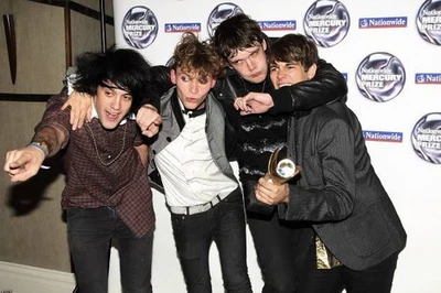 The Klaxons celebrate winning Mercury Prize backstage Nationwide M- Old Photo 12