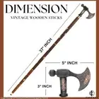 Vintage Foldable Wooden Walking Stick with Axe Handle Handcrafted Hardwood 36"