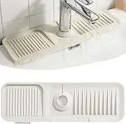 Silicone Sink Faucet Mat Splash Guard,1Pc Silicone Draining Mat Sink Splash Guard Mat for Kitchen Sink,Silicone Sink Faucet Mat Splash Guard, Silicone Faucet Splash Guard Sink Splash Guard,White