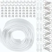 Swpeet 1Roll 10 Yard #5 White Nylon Zipper Tape Zipper Strip with 20Pcs Matched Zipper Sliders Assortment Kit, Replacement Zipper Roll Endless Zip Set with Double Single Slider and Zip for Sewing