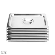 SOGA 6X Commercial 1/3 Stainless Steel Gastronorm GN Pan Lid Tray Top Cover