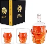 Yingluo Transparent Whiskey Decanter Set with 2 Glasses for Men Dad Friend Movie Fan,Anniversity,Flask Carafe,Whiskey Carafe for Liquor,Scotch,Vodka,Bourdon - 750ML