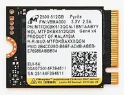 Micron 512GB 2500 M.2 2230 PCIe Gen 4.0x4 NVMe SSD Up to 6600 MB/s Compatible with Steam Deck Surface Ally Mini PCs Laptops