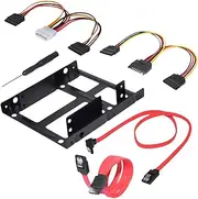 Vsenkes Double Deck SSD Mounting Bracket SSD Adapter, SSD Hard Drive Mounting Kit Internal with SATA Data Cable, Metal SSD HDD Holder