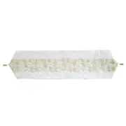 Embroidered Faux Silk Table Runner 33 x 135 cm Fleur White Gold