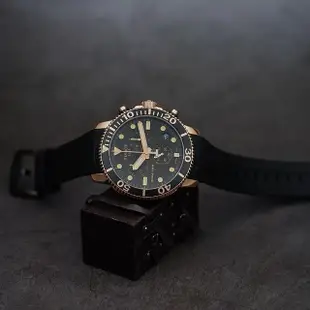 【TISSOT 天梭】水鬼 Seastar 1000 海洋之星300米三眼計時手錶-黑x玫塊金框 送行動電源(T1204173705100)