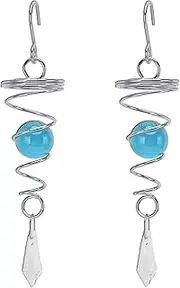 Gazing Ball Spiral Tail Wind Chime, Stainless Steel Wind Spinner with Crystal Ball, Indoor Outdoor Wind Chime Decoration, Hanging Wind Bell for Garden, Patio, Porch, Bedroom
