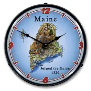 State of Maine, Lighted Backlit LED Wall Clock, Free Shipping