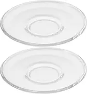 Alipis Clear Glass Saucer Plate Snack Plate Restaurant Dessert Plate Round Tea Cup Saucer for Coffee Drink Cups, 2Pcs