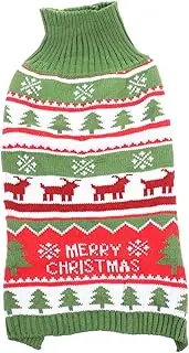VERDANVERSE Christmas Elk Pattern Dog Sweater Warm Knitted Winter Garment for Pets Cozy Christmas Outfit for Dogs Festive Elk Design