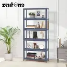 ZUNI 5-Tier Display Cabinet Storage Flip-Top Shelves Bookcase Stand Rack Grey