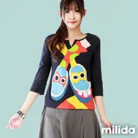 在飛比找蝦皮商城優惠-milida 小V領七分袖休閒T恤 MMTYEA005