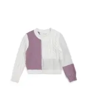 Miles The Label Girls' Color Blocked Knit Sweater - Little Kid